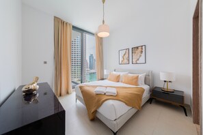 Apartamento superluxo, 2 quartos, para não fumantes, vista para a marina | 2 quartos, roupas de cama de algodão egípcio, roupas de cama premium