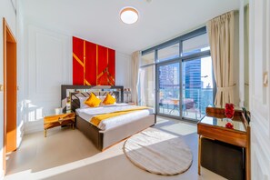 Premium-Apartment, 1 Schlafzimmer, Nichtraucher, Stadtblick | 1 Schlafzimmer, Bettwäsche aus ägyptischer Baumwolle