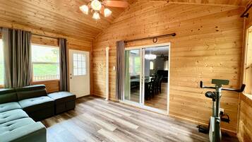 TV, fireplace, printers