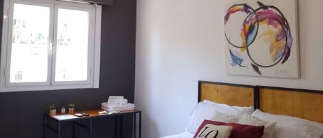 Standard room with 1 double bed or 2 single beds and external bathroom | In-room safe, desk, laptop workspace, blackout curtains