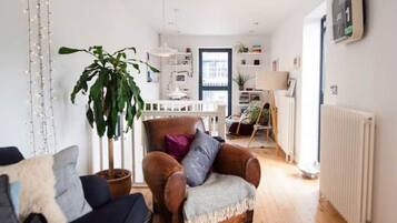 TV, DVD player, books, video library