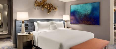 Egyptian cotton sheets, premium bedding, pillow-top beds, minibar