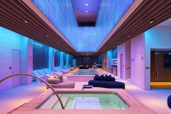Couples treatment rooms, sauna, hot tub, steam room, body treatments at Fontainebleau Las Vegas, MICHELIN Key Award Hotel