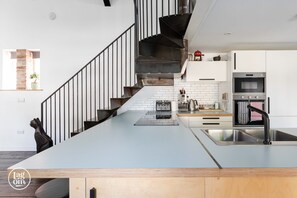 Exclusive Chalet | Private kitchen | Full-size fridge, microwave, oven, stovetop