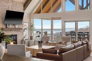 Smart TV, fireplace, video games, foosball