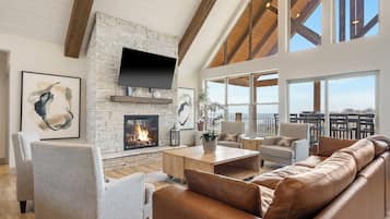 Smart TV, fireplace, video games, foosball