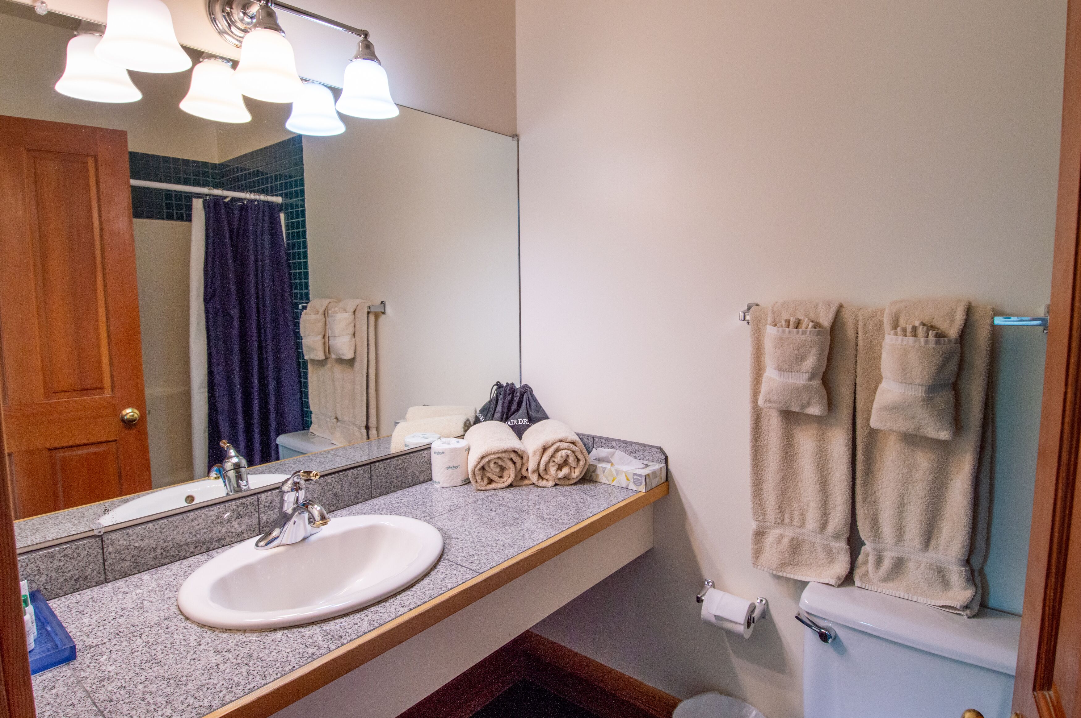 A bathroom with a sink, mirror, towel rack, and toilet.