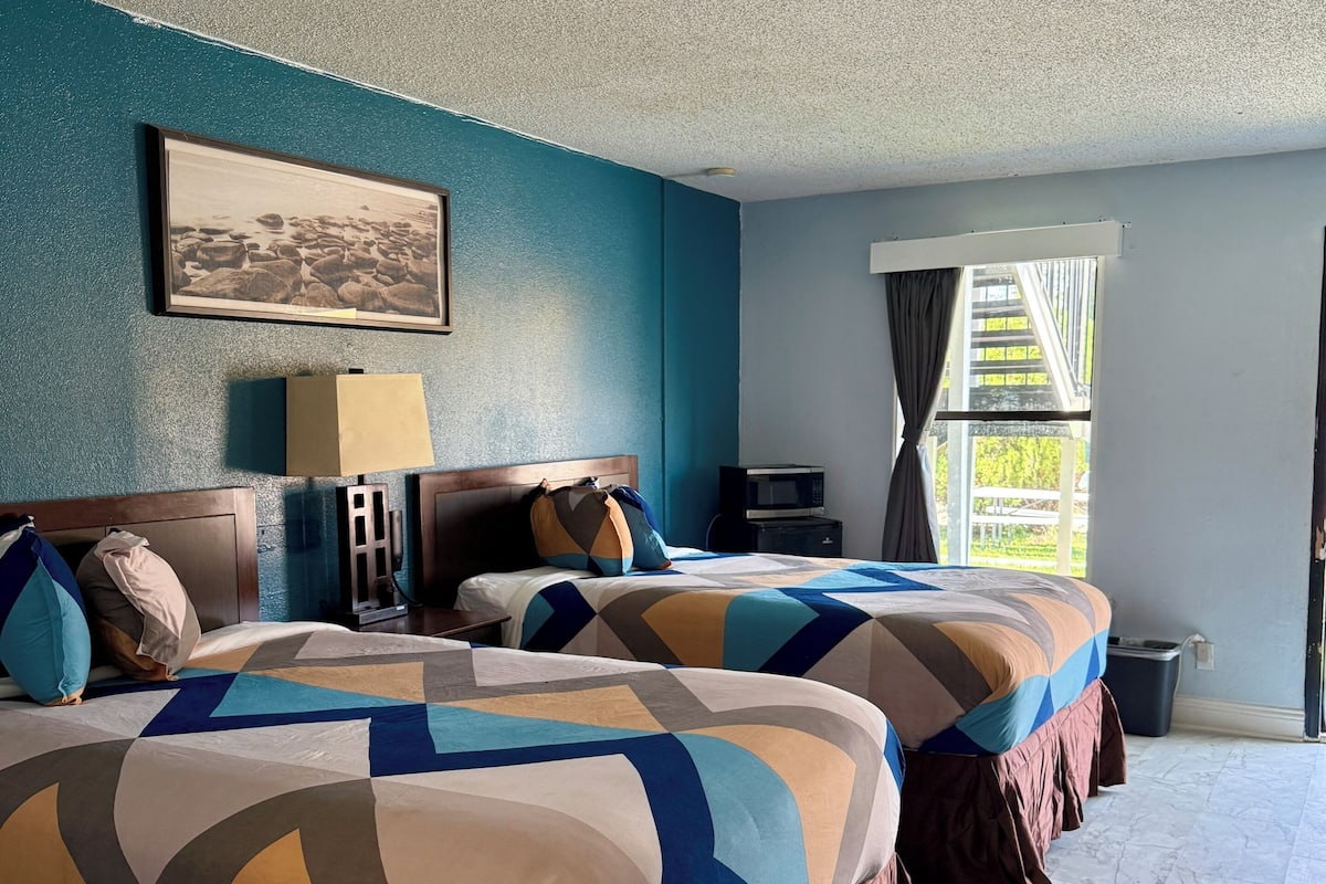 Room, 2 Double Beds, Accessible, Smoking | In-room safe, iron/ironing board, free WiFi, bed sheets