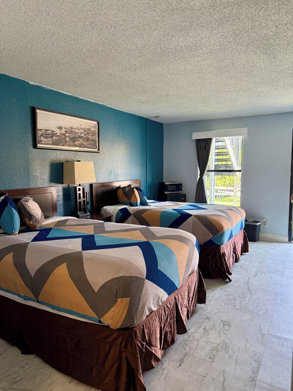 Room, 2 Double Beds, Accessible, Smoking | Premium bedding, down duvets, memory-foam beds, in-room safe
