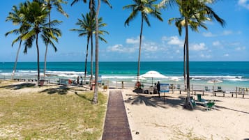 On the beach, white sand