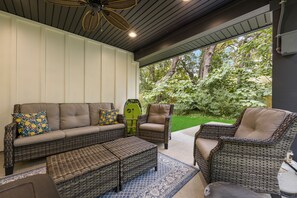 Terrace/patio - Large, spacious, modern Spanish Home built 2023- 1 mile DRIVE downtown St Aug. (St. Augustine)