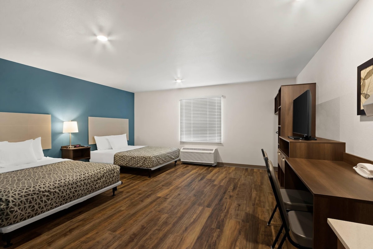 Suite, 2 Queen Beds, Accessible, Non Smoking | Desk, laptop workspace, WiFi (free), bed sheets