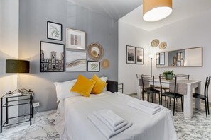 4 bedrooms, desk, iron/ironing board, travel cot