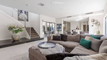 Smart TV, fireplace, video games, books
