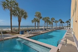 Outdoor pool, a heated pool - Beachfront Stunning Unobstructed Gulf view. Large balcony. 100ft long pool (Panama City Beach)