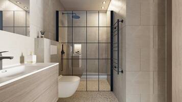 Dusche, Regendusche, kostenlose Toilettenartikel, Haartrockner
