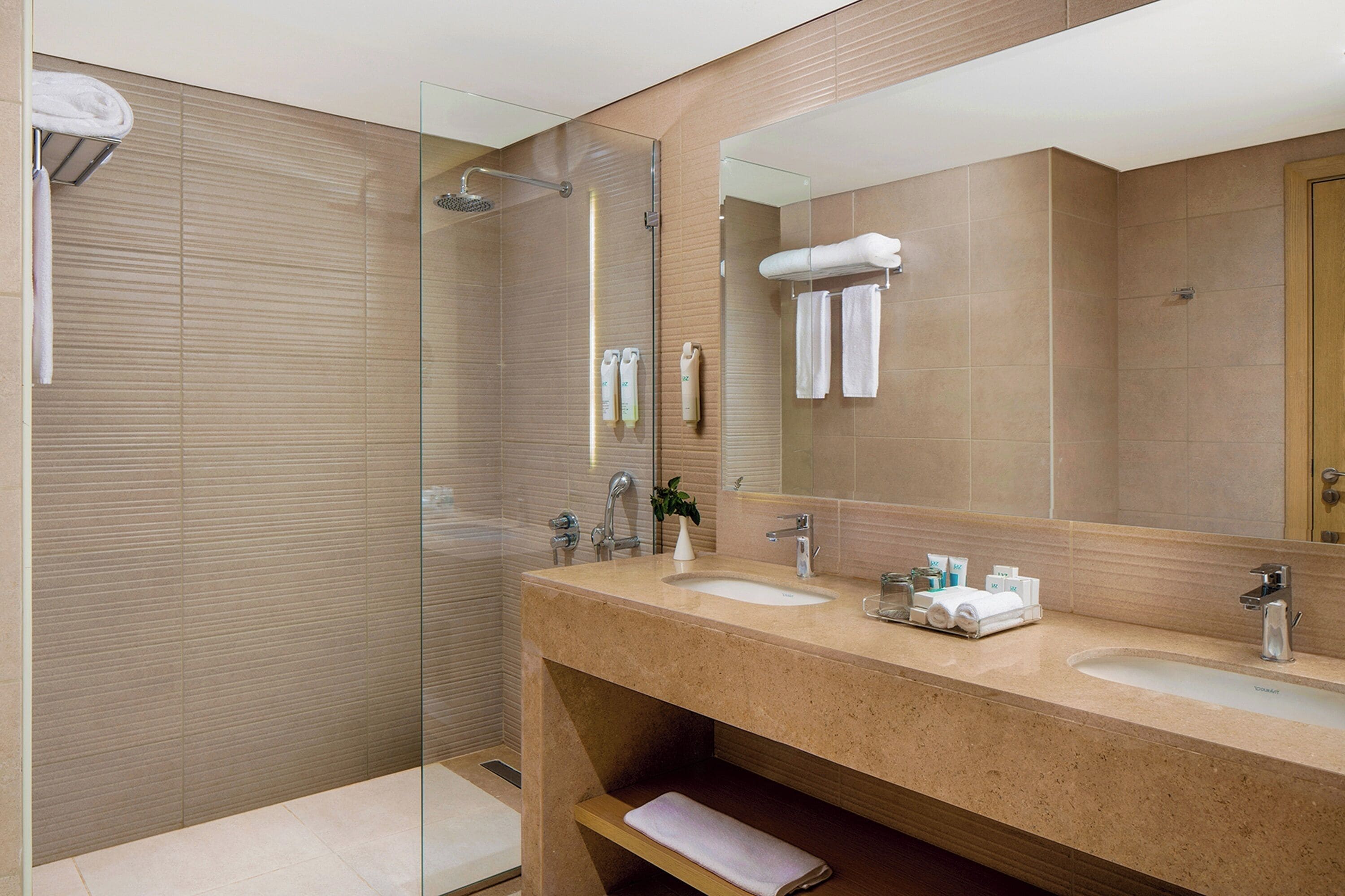 shower, free toiletries, hair dryer, bathrobes