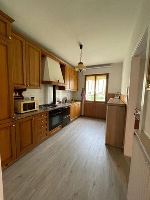 Kühlschrank, Mikrowelle, Herdplatte, Wasserkocher mit Kaffee-/Teezubehör