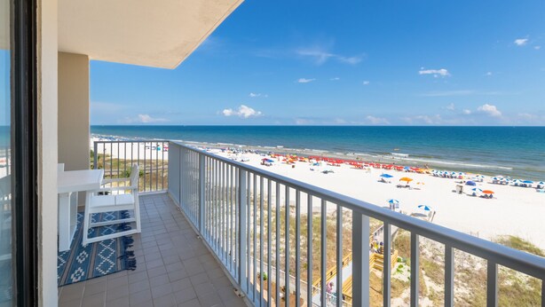A balcony with a view of a beach. - Shoalwater 505 by Liquid Life (Orange Beach)