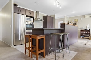 Fridge, microwave, dishwasher, toaster