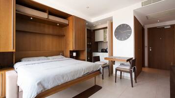 Basic Studio, 1 Double Bed, Sea View | 1 bedroom, iron/ironing board, bed sheets