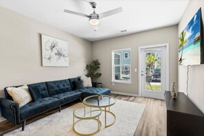 Smart TV, fireplace, table football, ping pong