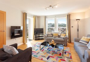 Fernseher, Kamin, Bücher