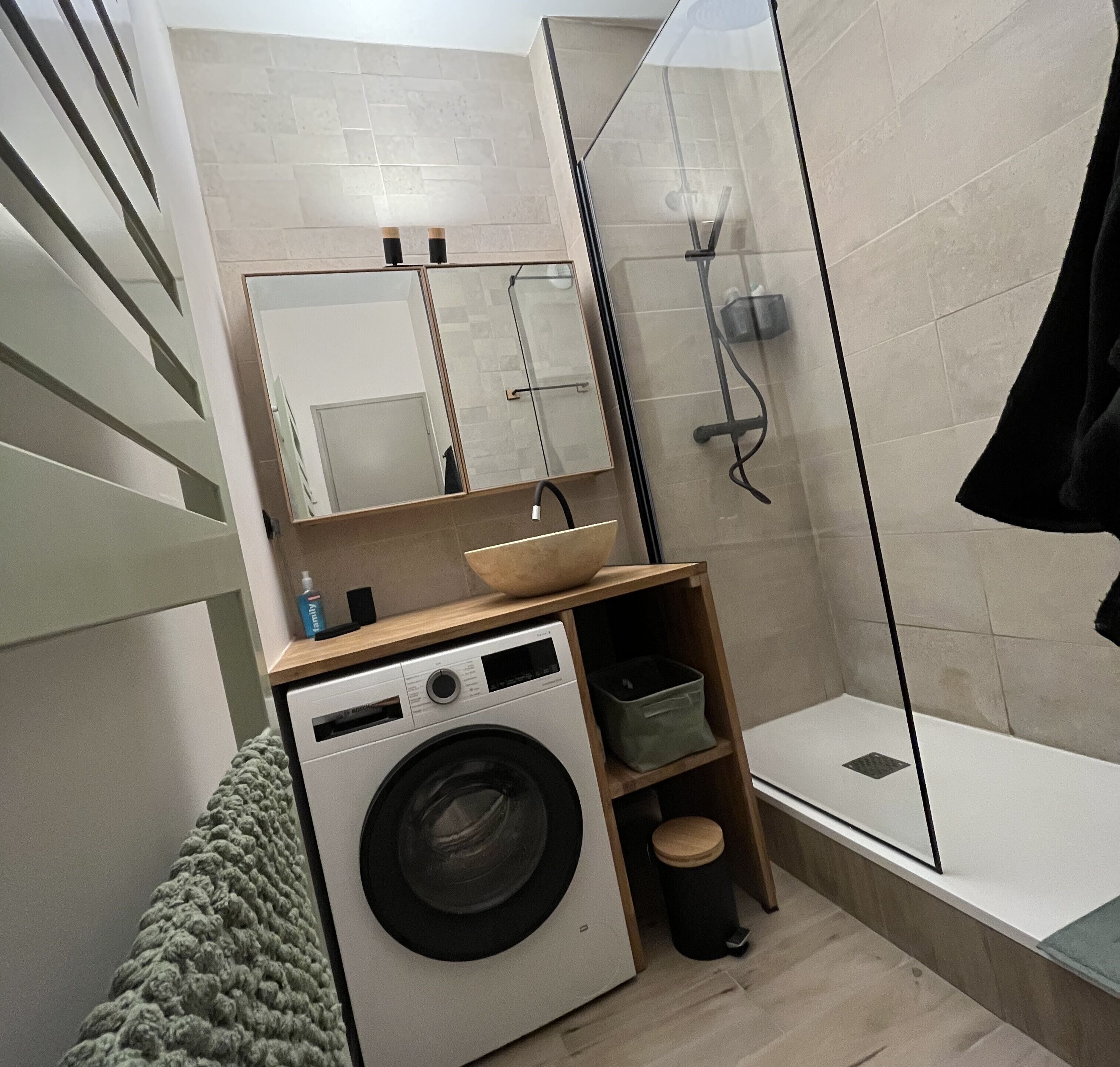 Shower, hair dryer