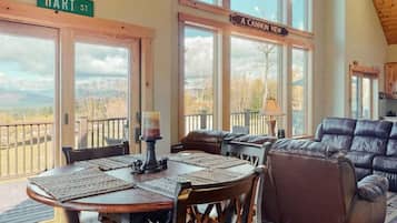 Smart TV, fireplace, DVD player, books