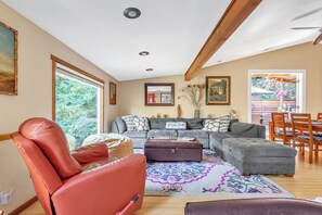 Älytelevisio, takka, kirjoja, stereot