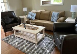 Una Smart TV, una chimenea, un reproductor de DVD, libros