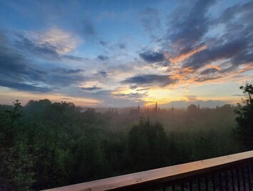 View from the large deck on a misty evening