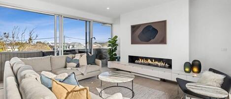 TV, fireplace, offices