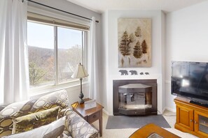 Televisión y chimenea