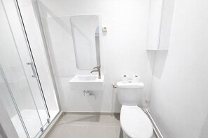 Baignoire, sèche-cheveux, serviettes fournies, shampoing