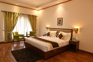Habitación doble Deluxe | Tabla de planchar con plancha, wifi gratis y ropa de cama 