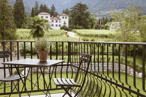 Outdoor dining - Apartment 'Ansitz Layshof Apt Hauskapelle' with Mountain View, Shared Garden and Wi-Fi (Merano)