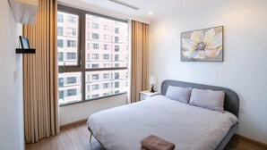 1 bilik tidur, peralatan tempat tidur premium, tilam berlapik, meja 