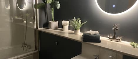 Séchoir à cheveux, serviettes fournies, savon, shampooing