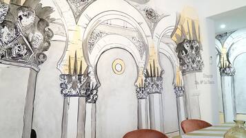 55-inch flat-screen TV with cable channels, TV