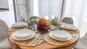 Luxury Apartment | Private kitchen | Full-size fridge, microwave, oven, coffee/tea maker