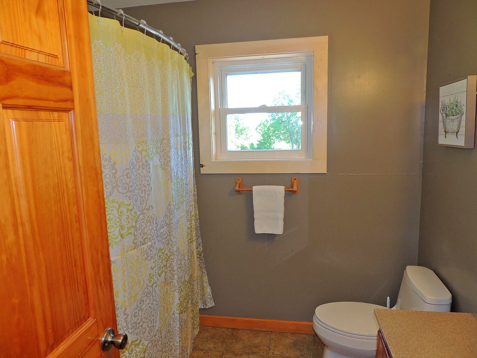 Combined shower/bathtub, hair dryer