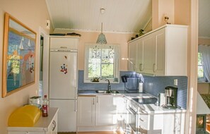 Fridge, oven, stovetop, coffee/tea maker