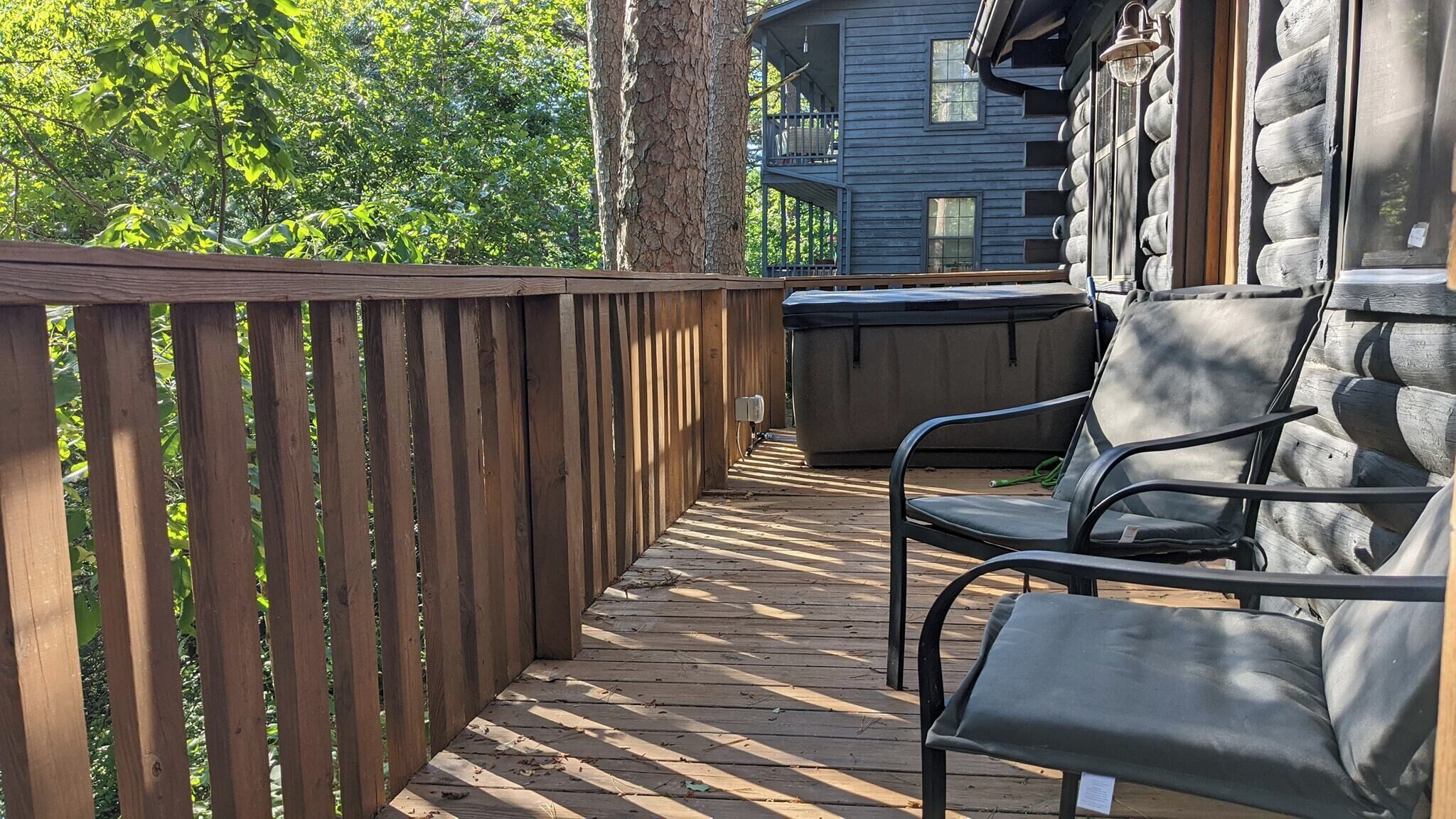 Log Cabin + Hot tub + Kitchen + Fireplace at Loblolly Pines | Terrace/patio
