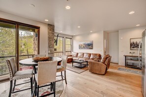 TV, fireplace - Blue River Flats in Silverthorne, amazing location and panoramic mountain views (Silverthorne)