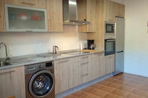 Fridge, microwave, oven, toaster