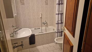 Combined shower/bathtub, deep-soaking bathtub, rainfall showerhead