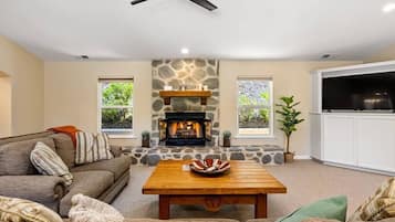 TV, fireplace, table tennis