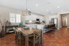 Fridge, microwave, oven, stovetop - Desert Golf Getaway by GPM -Tennis+Pickleball+Priv. Pool+More! Walk to Festivals (Indio)