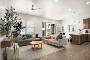 Townhome, Multiple Beds, Patio, Mountain View (Coral Paradise) | Living area | 50-inch flat-screen TV with digital channels, fireplace